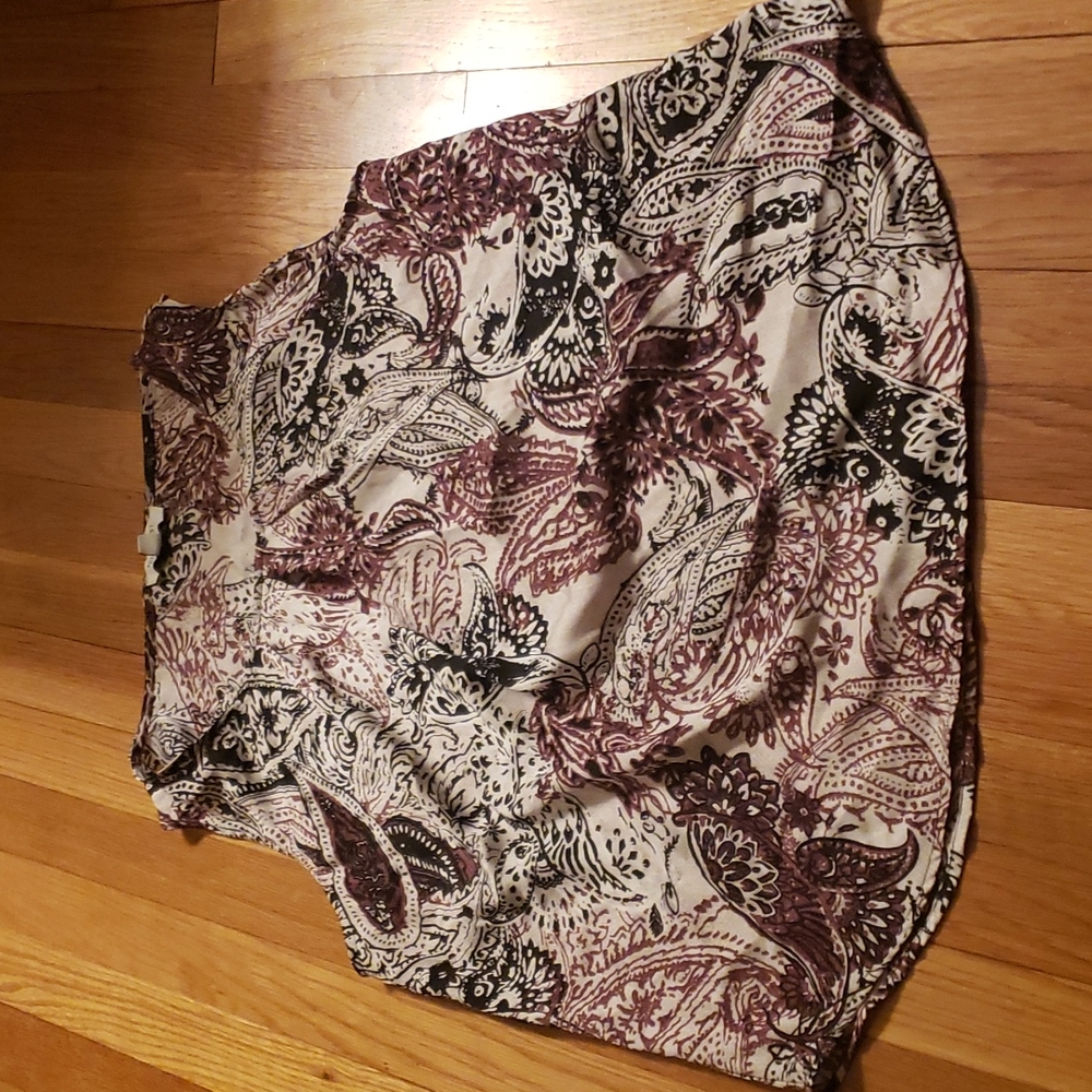 Nine West cream blouse with black amd brown paisley design